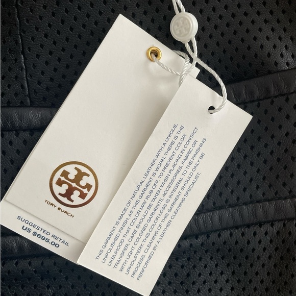 Tory Burch NWT Fae Leather Skirt | Black Perforated | Size 10 - Picture 4 of 7